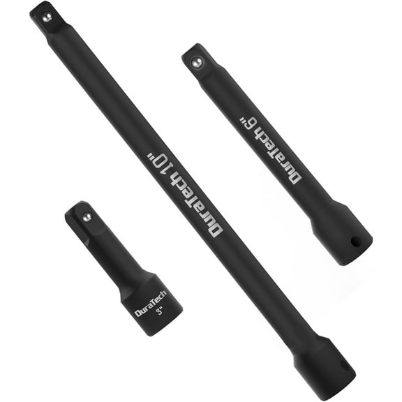 DURATECH 1/2" Drive Impact Extension Bar Set, 3-Piece Socket Extensions, 3”, 6” and 10” Length, Premium CR-V Steel