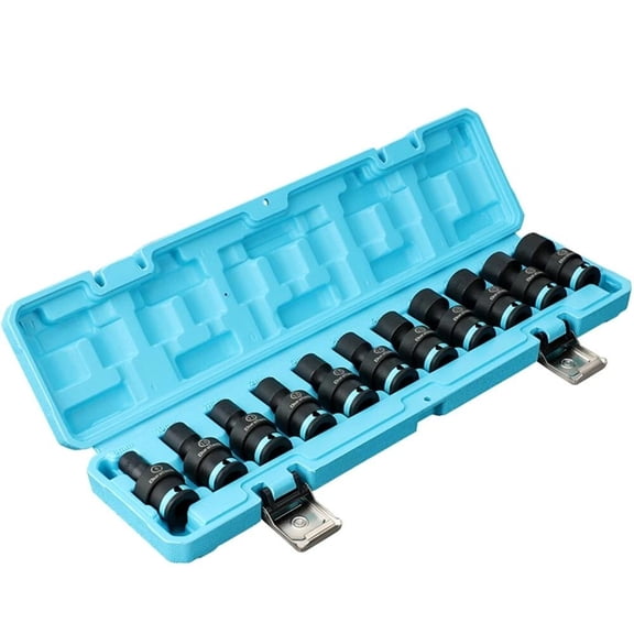 DURATECH 11PCS 3/8" Impact Swivel Socket Set Shallow Wobble Socket 8-19mm Metric
