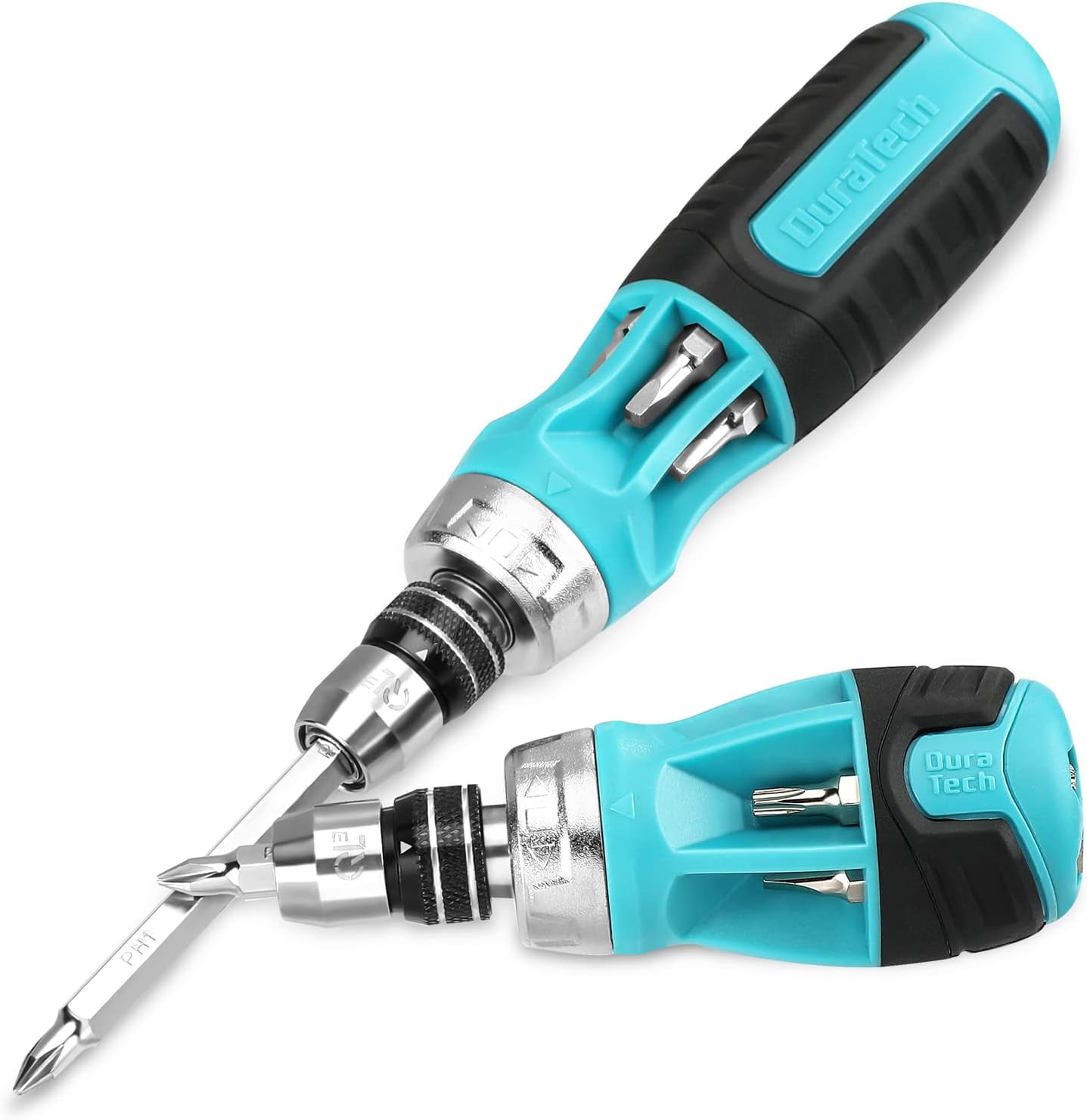 DURATECH 2PCs Ratcheting Screwdriver Set, 12-in-1 Multi-bit Standard ...