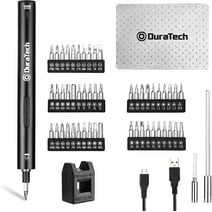 DURATECH 55PC Precision Electric Screwdriver Set, Mini Power Screwdriver with 51 Piece S2 Steel Bits, LED Work Light, Storage Box, Bit Holders, USB Type-B Cable
