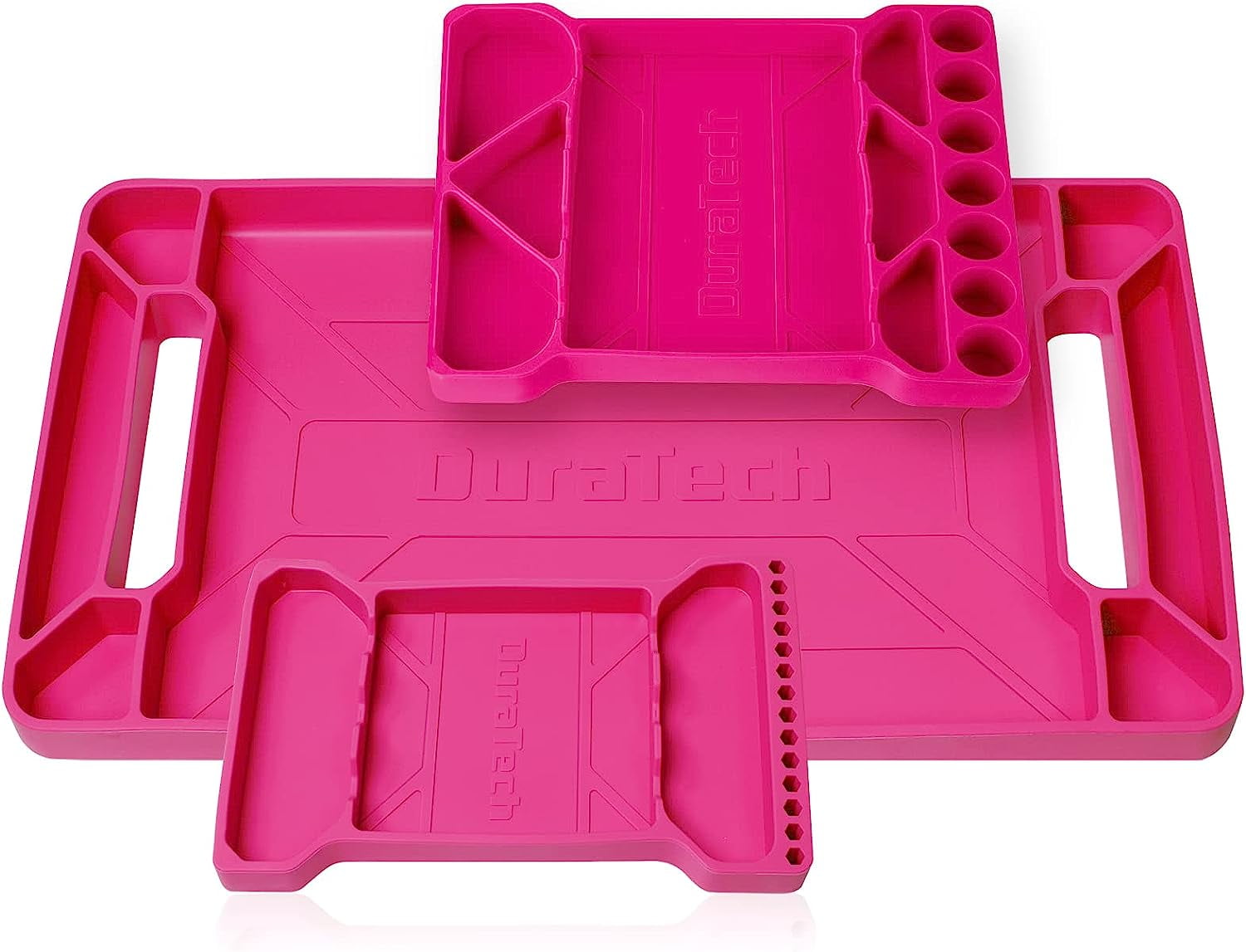 DURATECH Flexible Silicone Tool Tray Set (3 Pack) - Heat & Chemical Resistant Tool Organizer For Mechanics
