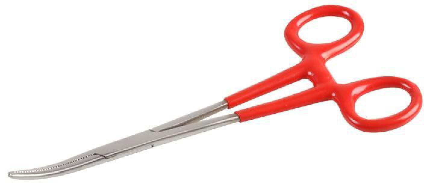 DURATOOL - 6" (150mm) Bent Nose Forceps, Dipped Handle