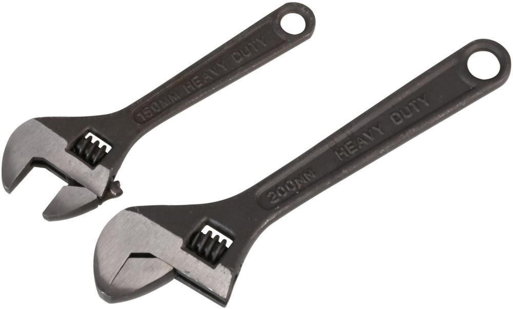 DURATOOL - 6" & 8" Black Finish Adjustable Wrench Set, 2 Piece