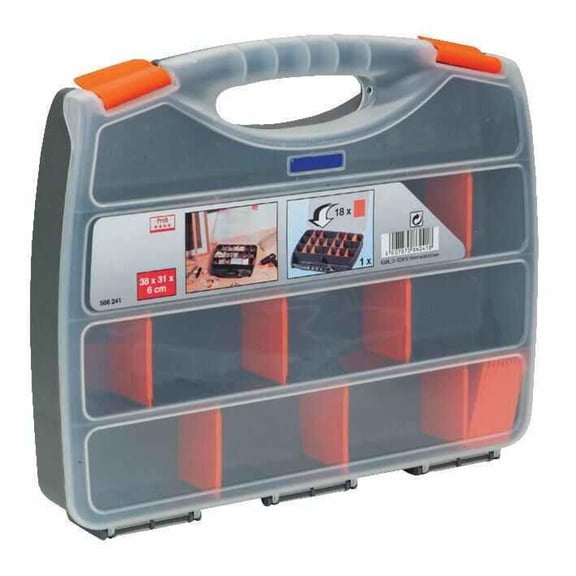 DURATOOL - Compartment Storage Box, Orange - 60mm x 380mm x 310mm