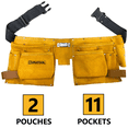 thumbnail image 1 of DURATOOL Suade Leather Tool Belt and Work Apron with 11 Pockets, 2 Pouches for Tools plus 2 Hammer Loops - For Contractors, Plumbers, Carpenter Heavy Duty Tool Belts for Men and Women Small to X Large, 1 of 5