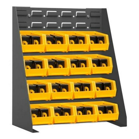Durham LPRSS-17.25X20-95 17.56 x 8 x 20.12 in. Free Standing 16 Gauge Louvered Panel Rack with Hook-on-Bins - Gray