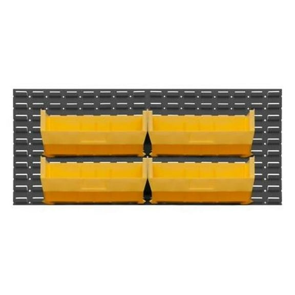 Durham LPW-46X20-95 46 x 20 in. Wall Mountable 16 Gauge Louvered Panel Rack with Hook-on-Bins - Gray