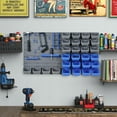 thumbnail image 1 of DURHAND 44 Piece Wall Mounted Pegboard Tool Organizer Rack Kit with Various Sized Storage Bins, Pegboard, & Hooks, Blue, 1 of 9