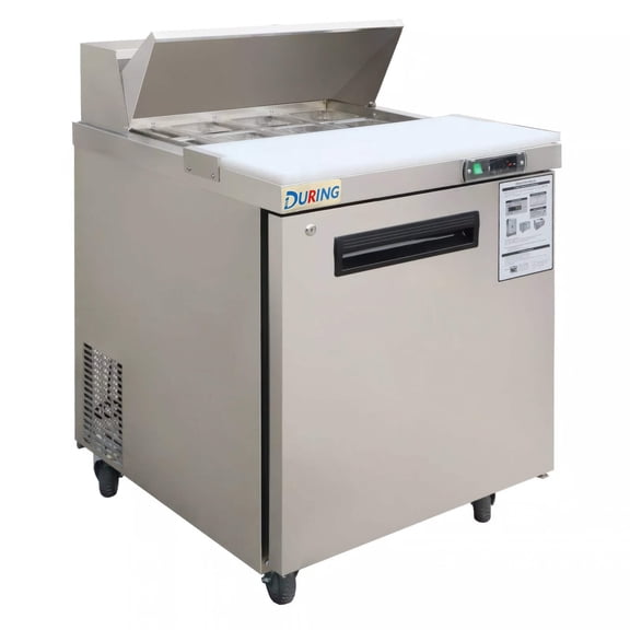 DURING D-KSR-27B 27" 1-Door Sandwich Salad Prep Table Commercial Refrigerator in Stainless Steel