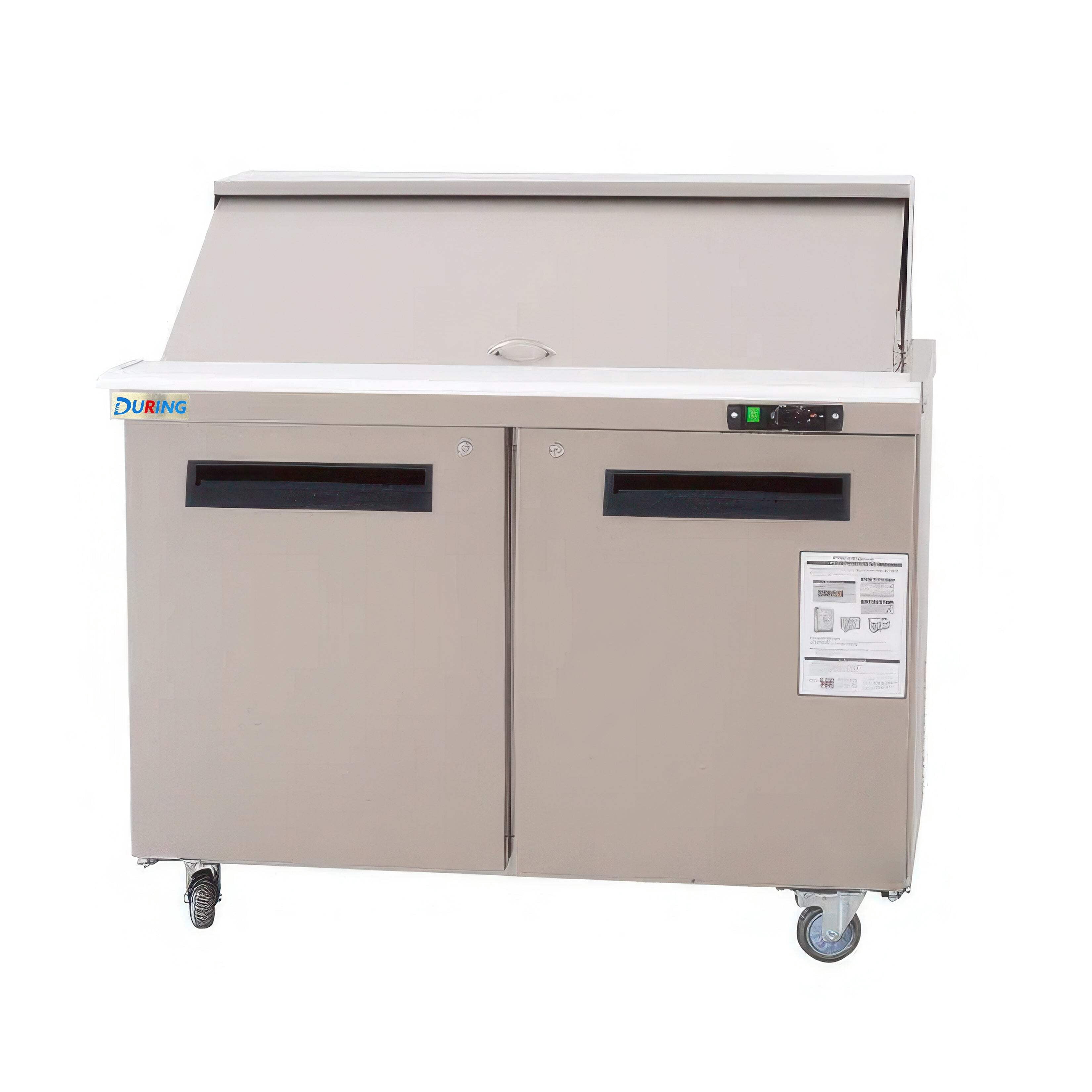 DURING D-KSR-48B 48" 2-Door Sandwich  Salad Prep Table Commercial Refrigerator in Stainless Steel