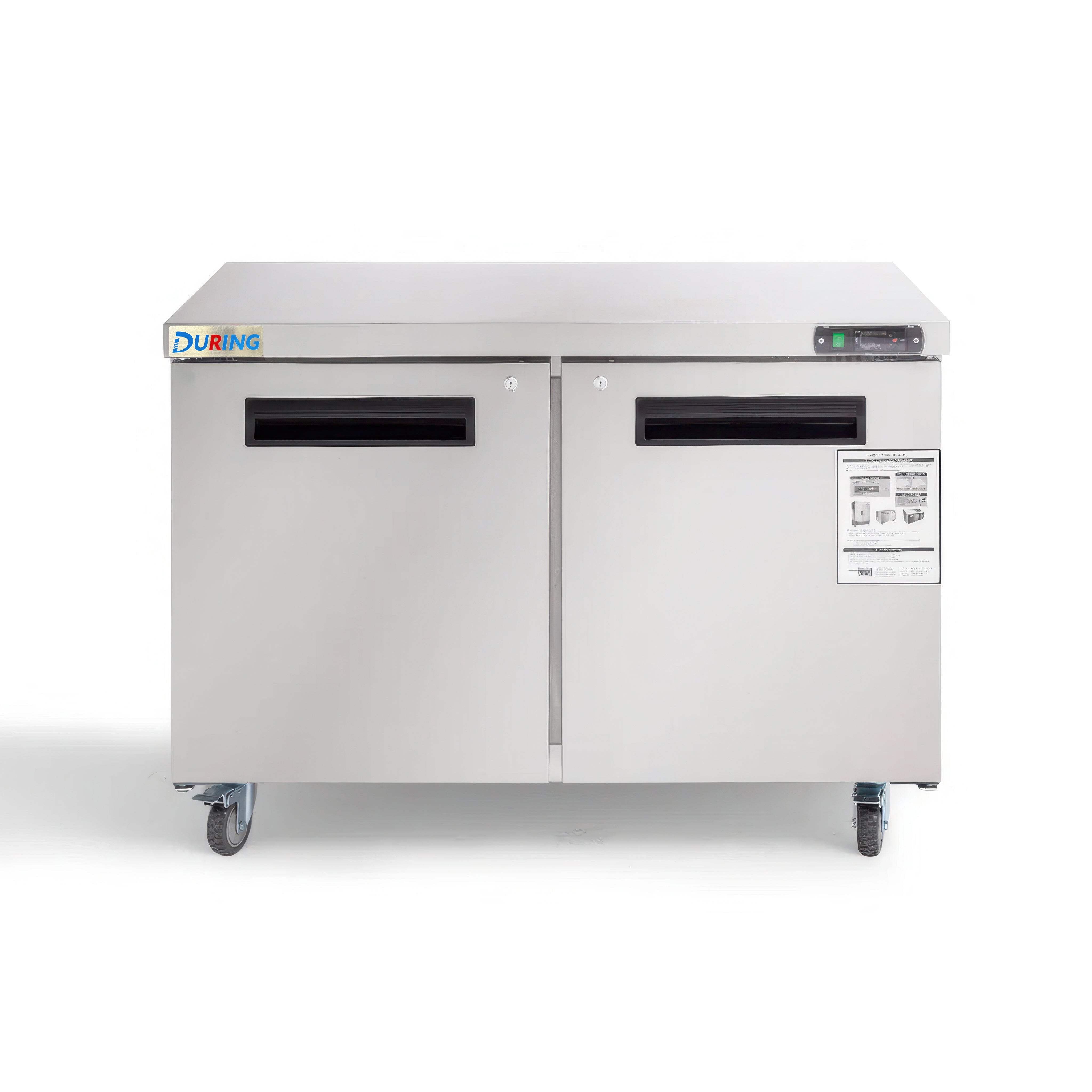 DURING D-KTF-48B 48" Double Door Stainless Steel Undercounter Freezer, 12 Cu.ft,