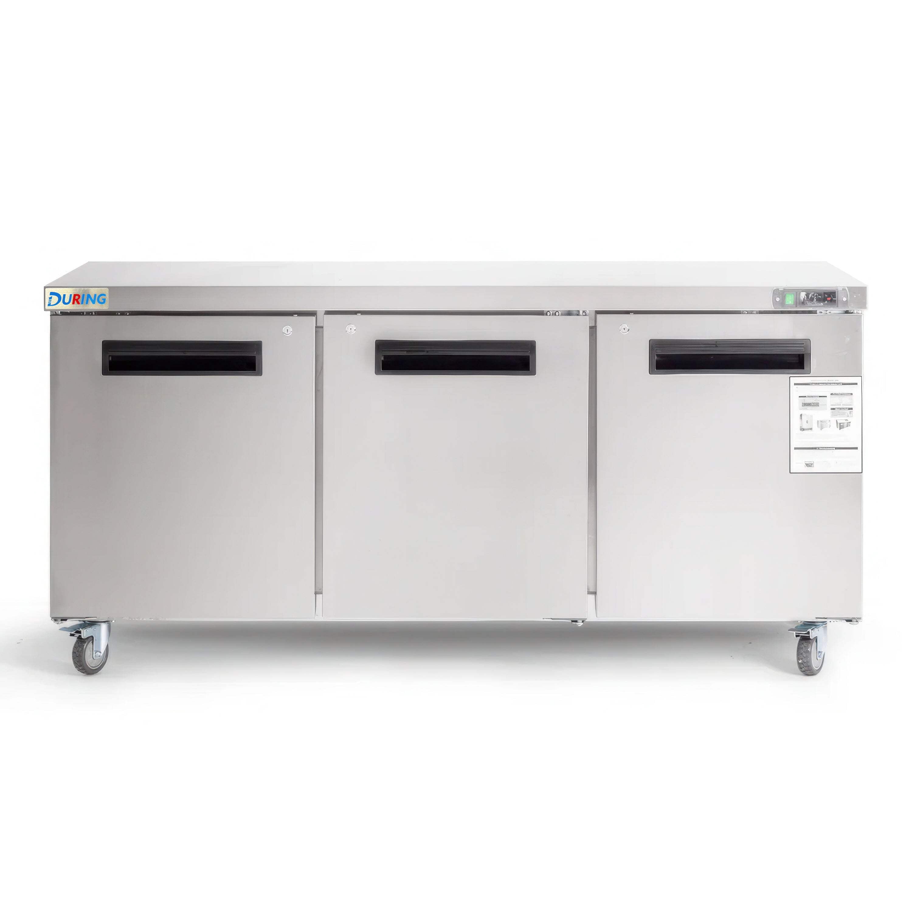 DURING D-KTF-72B 72" Three Door 17.7 cu ft tainless Steel Worktop Freezer