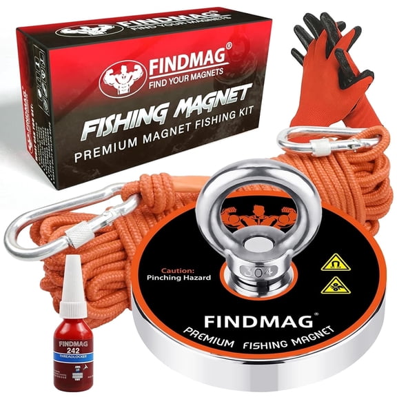 DURMATE 1500 LBS Fishing Magnets, Fishing Magnet Kit Premium Magnet Fishing Kit for Retrieving in River and Magnet Fishing - 4.72 inch (120 mm) Diameter