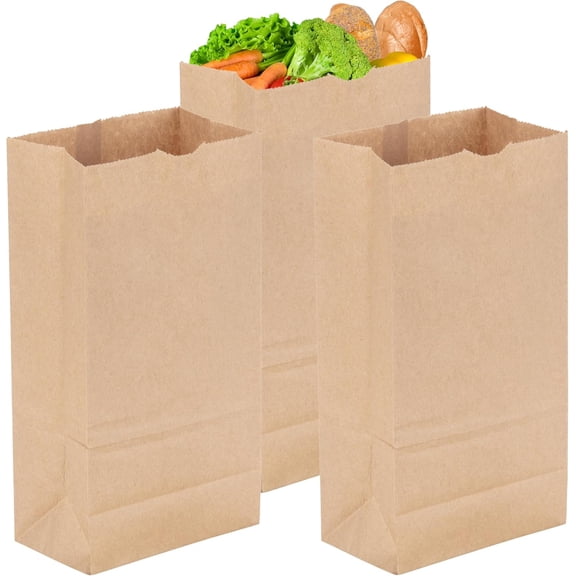 DURO 8# Dubl Life SOS Paper Bag 100 Count-Heavy Duty Paper Bags 35# Recycled Brown Kraft for Bagels, Deli & Restaurant Takeout/Delivery