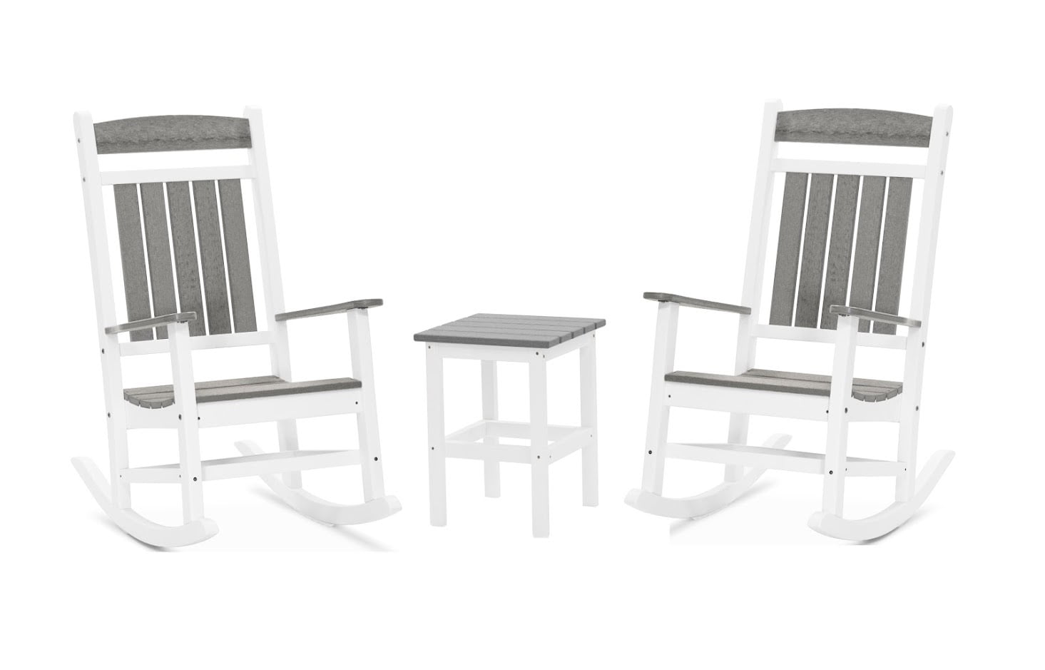 DUROGREEN Classic Rocker Set White with Driftwood Gray