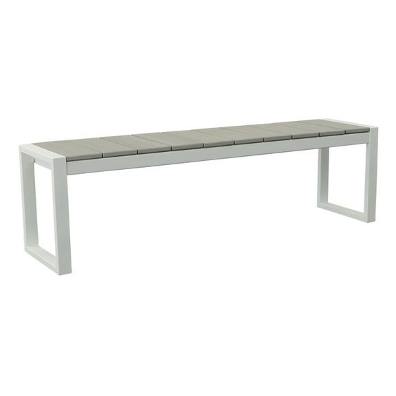 DUROGREEN Park City Modern Outdoor 60" Dining Bench - White with Driftwood