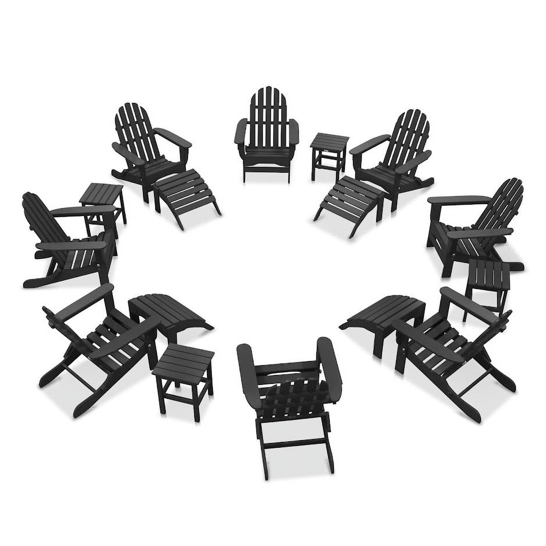 DuroGreen 16Pc Folding Adirondack Chair Set, 8 Chairs, 4 Ottomans, and