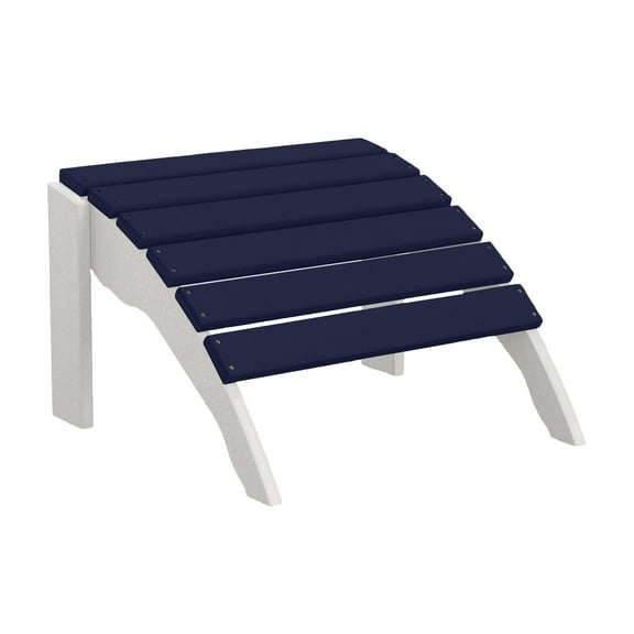 DuroGreen The Adirondack Ottoman - White with Navy