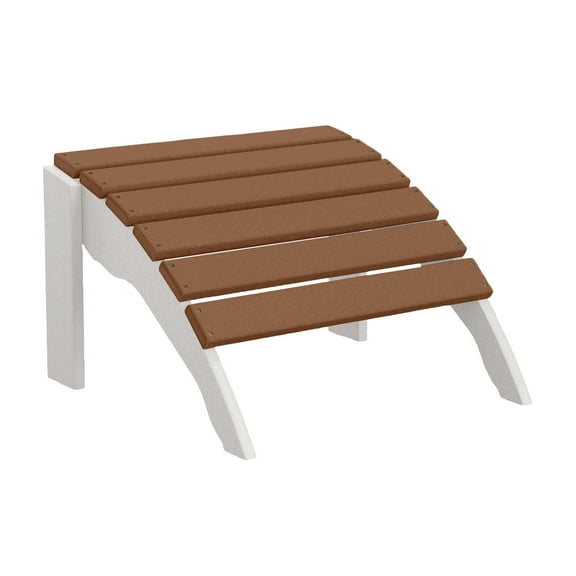 DuroGreen The Adirondack Ottoman - White with Teak