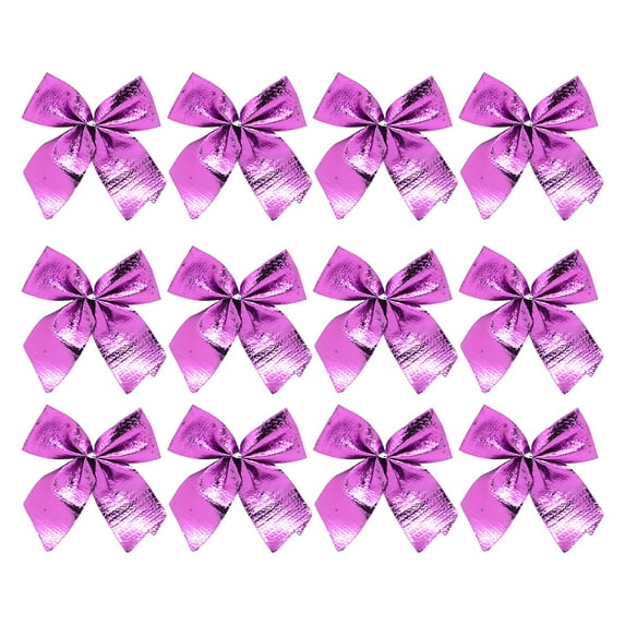 DURUA 12 Pack Christmas Tree Hanging Bow Decorations, 2.17in Mini Bow Ornaments for Wreath, Fireplace, Door, Home and Party Christmas Décor(Purple)