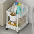thumbnail image 1 of DURUA 2-Tier Pulley Rack with Wheels, Freestanding Storage Organizer for Snacks, Spices, Toiletries and Cleaning Supplies(White 16.73×13.58×10.04in), 1 of 6