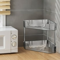 DURUA 2-Tier Spice Rack Corner Counter Shelf Desktop Storage Rack Organizer Standing Seasoning Rack for Countertop Kitchen Office(Black, 13.5×10.31in)