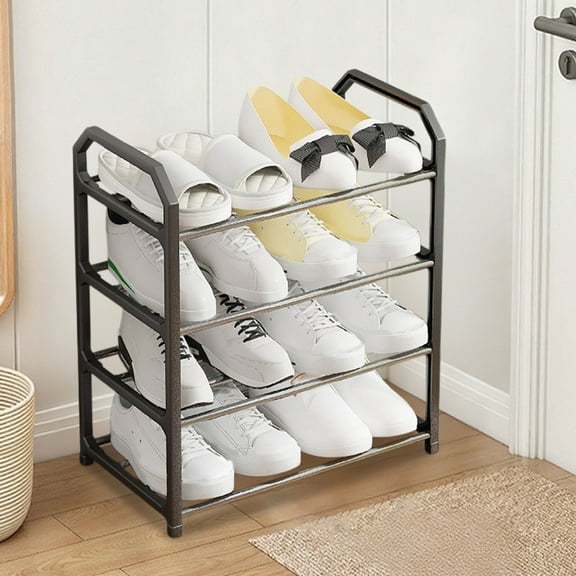 DURUA 4-Tier Shoe Rack Organizer – Easy Assembly Durable Plastic Storage Shelf for Bedroom, Entryway, Home Organization(Black, 21.26×10.35×18.23in)