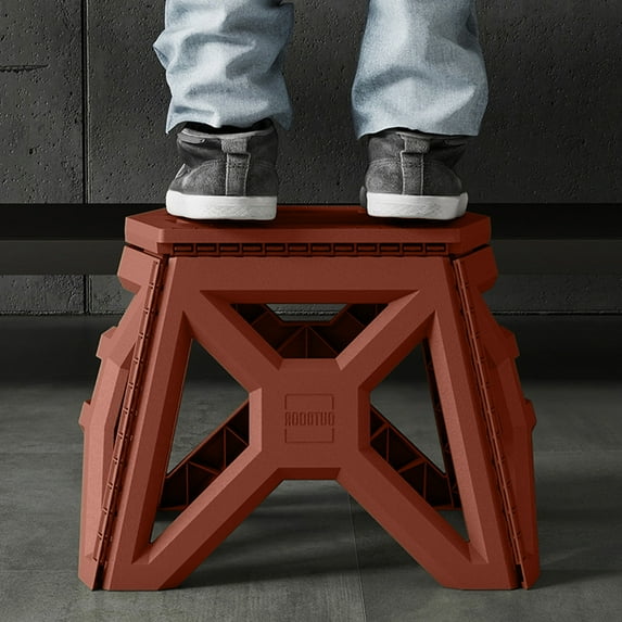 DURUA 9" Folding Step Stool, 300 lbs, Non-Slip Thickened Plastic Portable Short Stool for Camping, Fishing, Outdoor and Home Use(Brown, 1pcs)