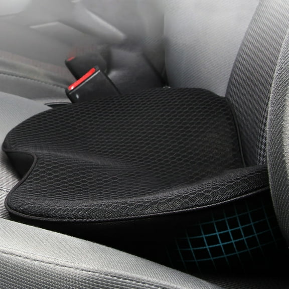 DURUA Car Seat Cushion - Memory Foam Car Seat Pad - Driver/Passenger Lumbar Support Cushion for Driving Improve Vision/Posture Hip Pain - 17.32x9.44x3.74in Black