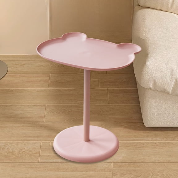 DURUA Cute Bear Side Table – Round Sofa End Table, Modern Bedside Coffee Table, Portable Indoor & Outdoor Snack Table, Kids & Pet Friendly (Pink, 20.47×18.5 in)