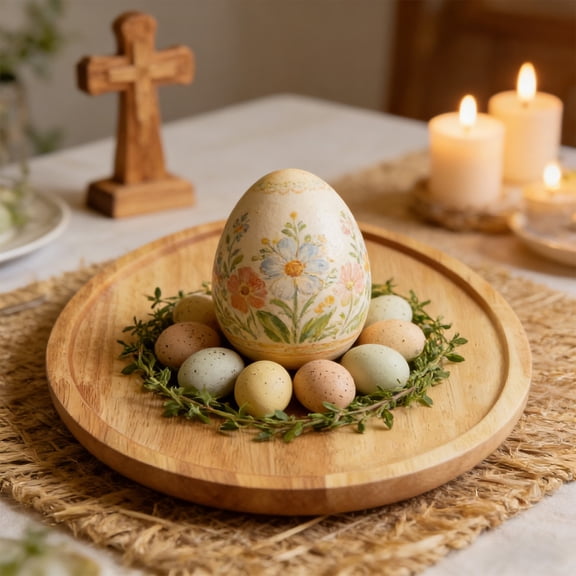 DURUA Easter Wooden Egg Tray Duplicate – Rustic Egg Shaped Snack Dessert Serving Plates Spring Holiday Table Kitchen Home Decor