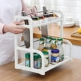 thumbnail image 1 of DURUA Multifunctional Storage Rack 2-Tier Plastic Kitchen Condiment Rack Knife Storage Rack(White, 15.75×14.96×9.45in), 1 of 6