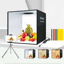 DURUA Photo Box Quick Install Foldable Portable Studio Kit with Soft Light Cloth Professional Photography Equipment Adjustable White Light, Soft Light, Warm Light 9.8x9.8x9.8in