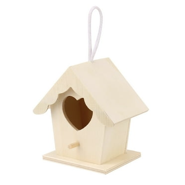 DURUA Wooden Bird House, Creative Wall Unpainted Outdoor Bird Feeder Houses Unfinished Birdhouse for Decorations Gardens(10x9cm )