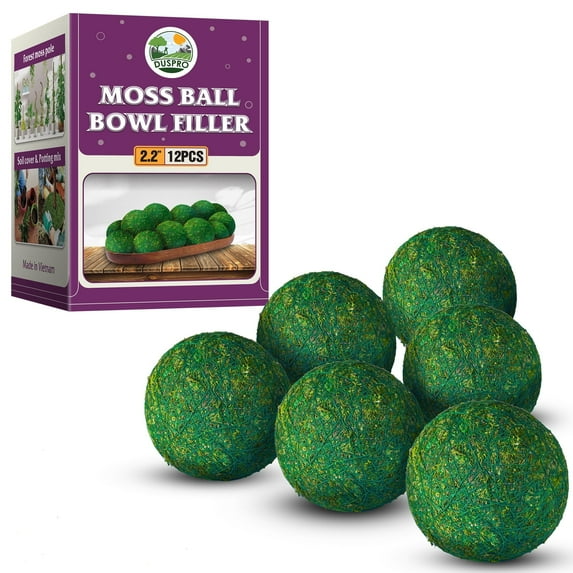 DUSPRO Moss Balls Decorative, 12Pack 2.2" Handmade Green Moss Balls for Bowls, Decorative Balls for Centerpiece Bowls, Faux Forest Moss Ball, Decorative Vase Filler Balls for Home Wedding Decor
