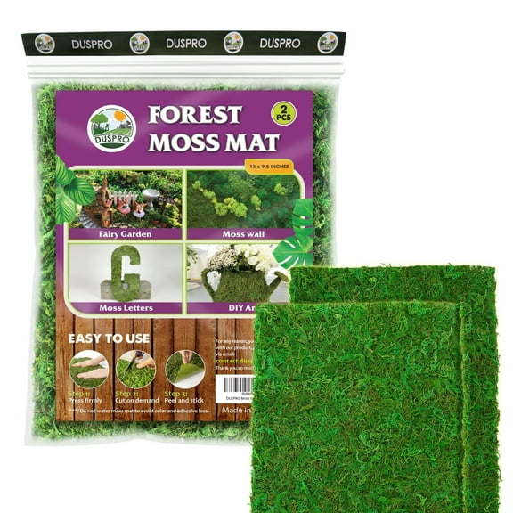 DUSPRO Moss Mat 2Pcs 13x9.5 Inches Self Stick Moss, Moss for Crafts, Decorative Moss for Moss Wall Decor, Sheet Moss, Green Moss for Crafts, Sheet Moss for Green Moss Wall, Wedding Party Decor