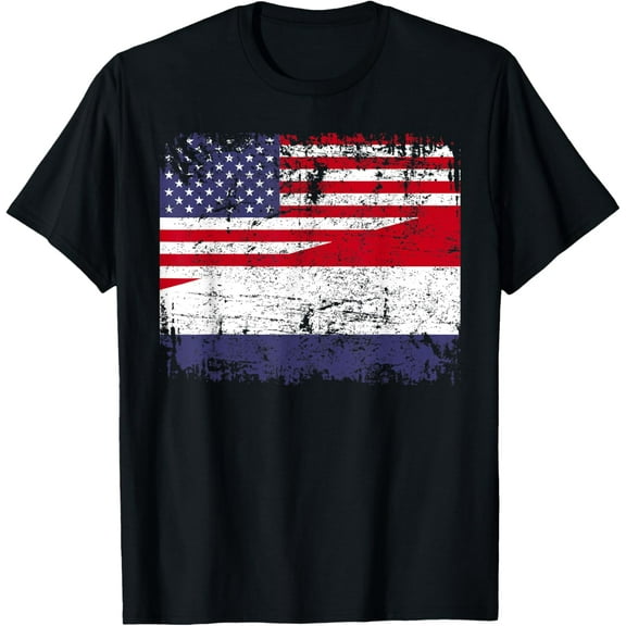 DUTCH ROOTS | Half American Flag | NETHERLANDS T-Shirt
