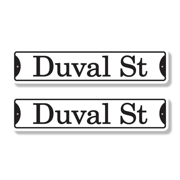 DUVAL ST Classic Street Sign (2 Pack) Childrens Name Room Sign Road Sign | 6" X 24" Plastic Address Sign