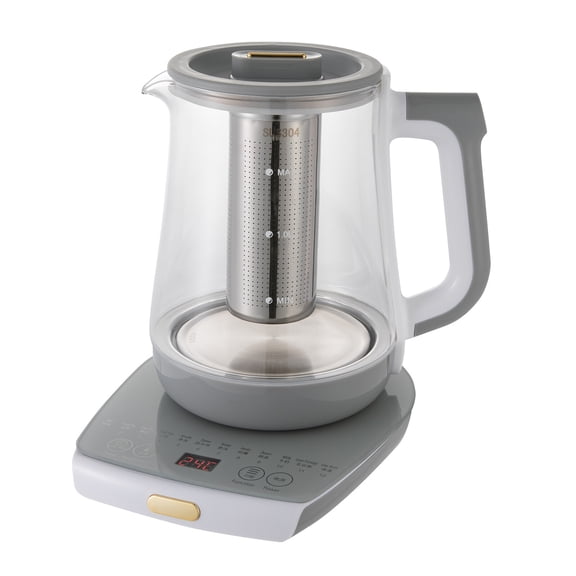 DUYIWAA 1.8L/0.48gal Electric Tea Kettle Tabletop Glass Water Boiler Tea Maker Pot with Tea Strainer & Egg Holder