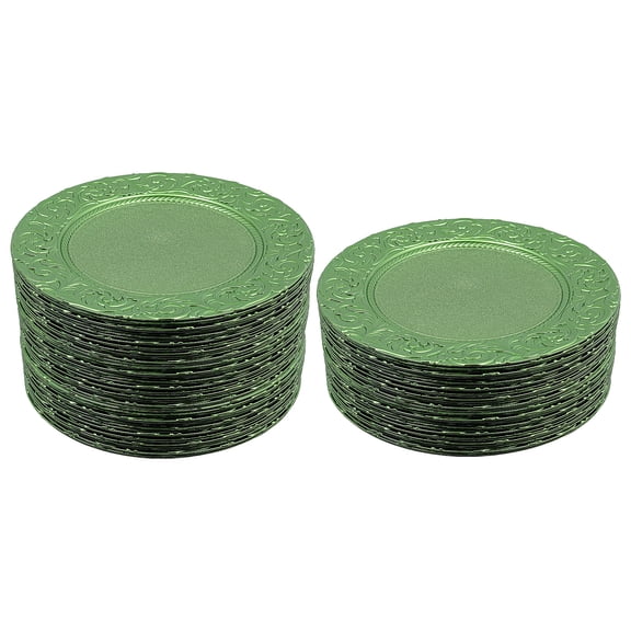 100pcs Charger Plates Bulk 13'' Round Plastic Plate Decorative Dinner Plates Embossed Rim Serving Plate for Wedding Party Holiday Event
