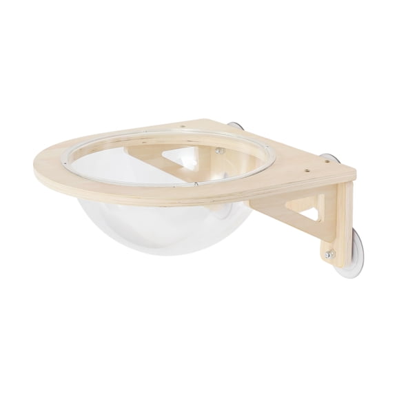 DUYIWAA 15.75inch Clear Cat House Wall-Mounted Wooden Cat Space Capsule Transparent Capsule Wood Indoor Kitten Walls Shelves