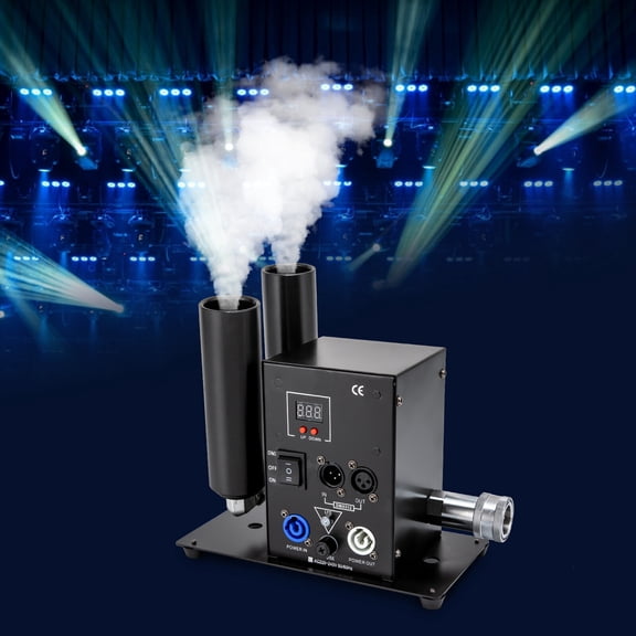 DUYIWAA 150W Smoke Fog Machine, DMX-512 DJ Club Effect C02 Cryo Jet Machine Dual Columns Fogger Smoke Gun with 6m/19.68ft Hose for Party,Stage, Wedding, Christmas, Disco, DJ