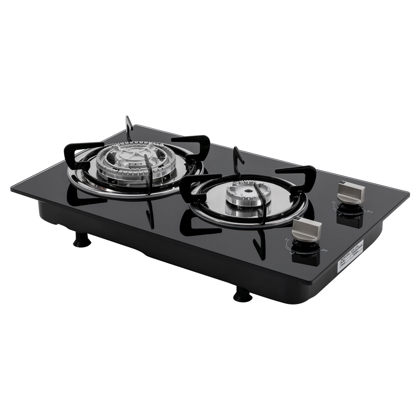 DUYIWAA 2 Burner Propane Gas Cooktop, Tempered Glass Double Burners Stove Built-in Gas Stovetop w/Child Lock, Outdoor Tabletop Gas Hob Grill Camping Stoves Station LPG