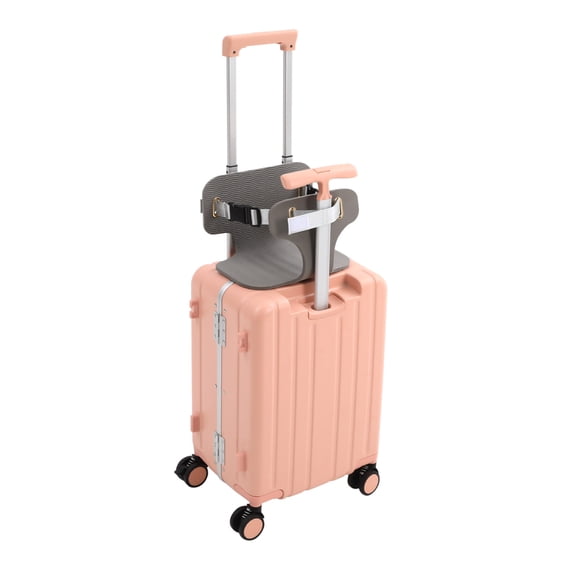 DUYIWAA 20'' Carry On Luggage Suitcase Height-adjustable Double Pull Handles Ride On Luggage Cart with Seat & TSA Lock (Pink)