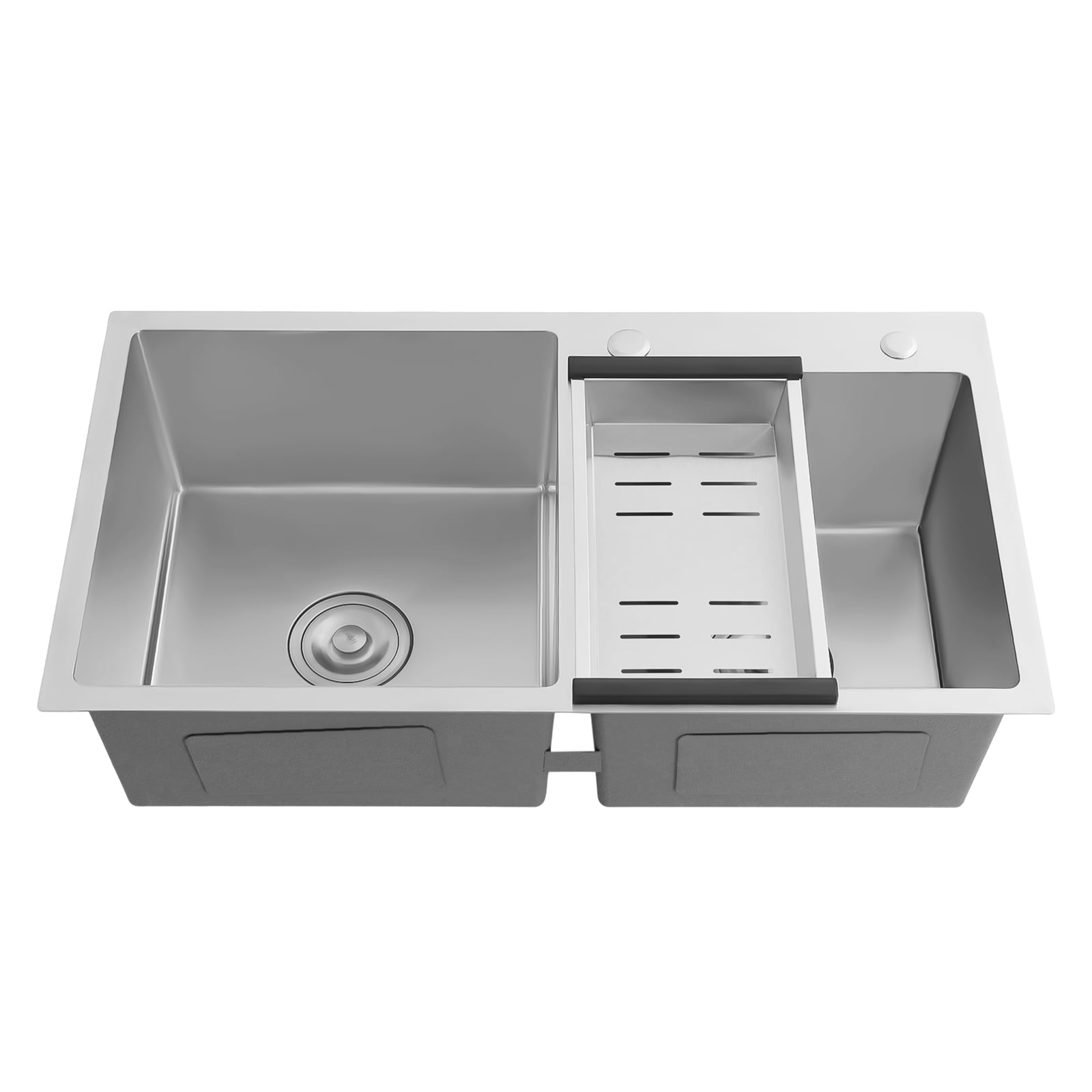 DUYIWAA 30" Drop In Kitchen Sink Top Mount Double Bowl Stainless Steel Basin Utility Sink with a Drain Basket