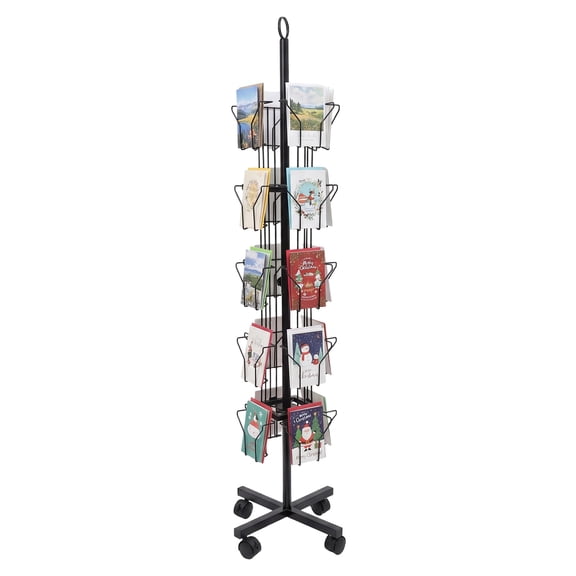 DUYIWAA 360 Rotating Greeting Card Rack Free Standing Spinning Display Stand 20 Pocket Brochures Postcards Holder