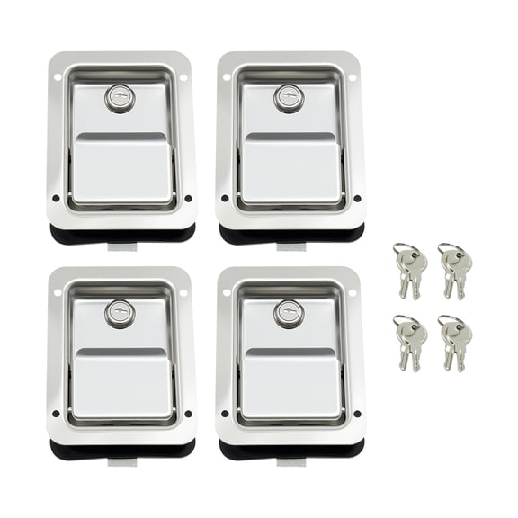 DUYIWAA 4 Pack Toolbox Lock Stainless Steel Trailer Paddle Door Latch Handle RV Truck Tool Box Lock with Keys 5.5*4.25in