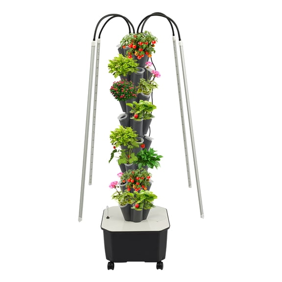 40-Plant Vertical Hydroponic Outdoor Indoor Garden Kit Hydroponics Growing Tower with LED Light