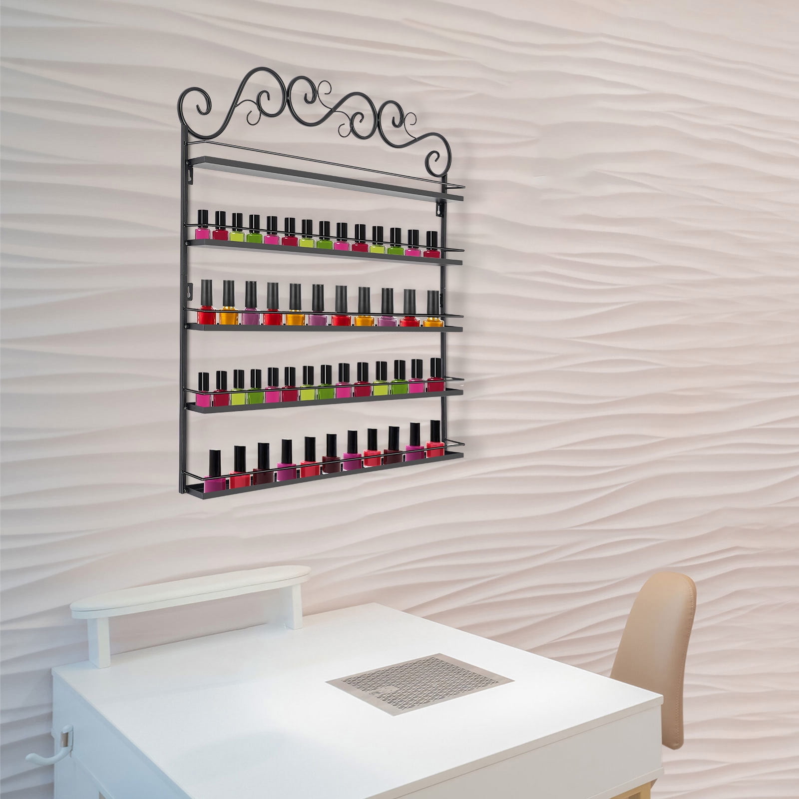 DUYIWAA 5 Tier Nail Polish Display Rack Wall Mount Metal Organizer ...