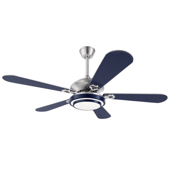 DUYIWAA 52inch Modern Ceiling Fan Light Flush Mount Fan Chandelier 5-Blade Ceiling Fan with Dimmable LED Light & Remote Blue